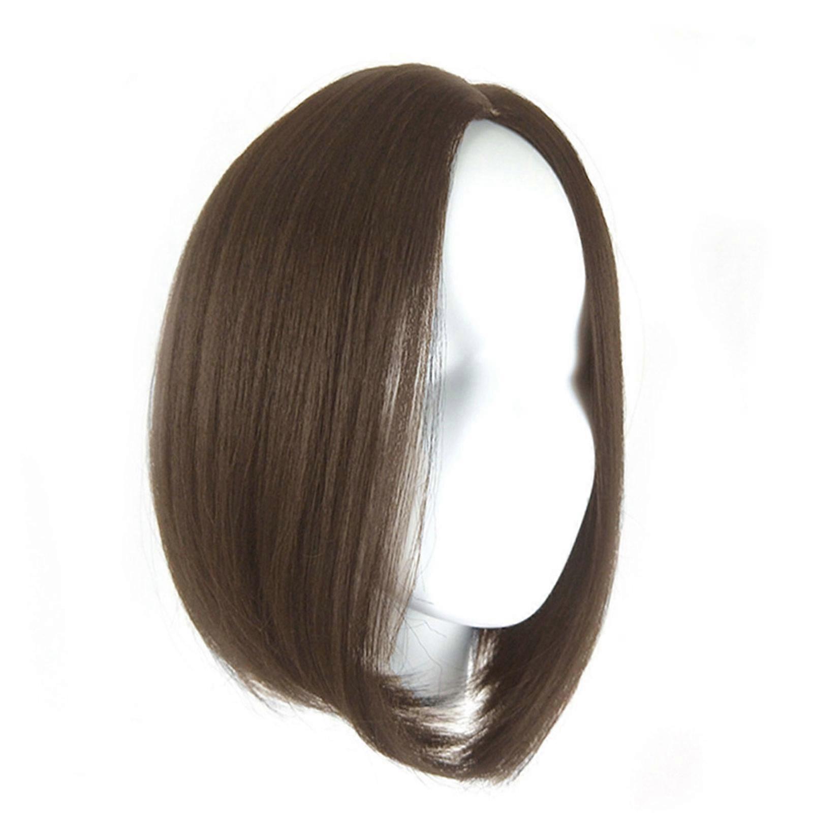 Natural Looking Wigs Synthetic Fiber Short Hairpiece With Center Part Breathable Design For Daily Use And Special Event  Light brown