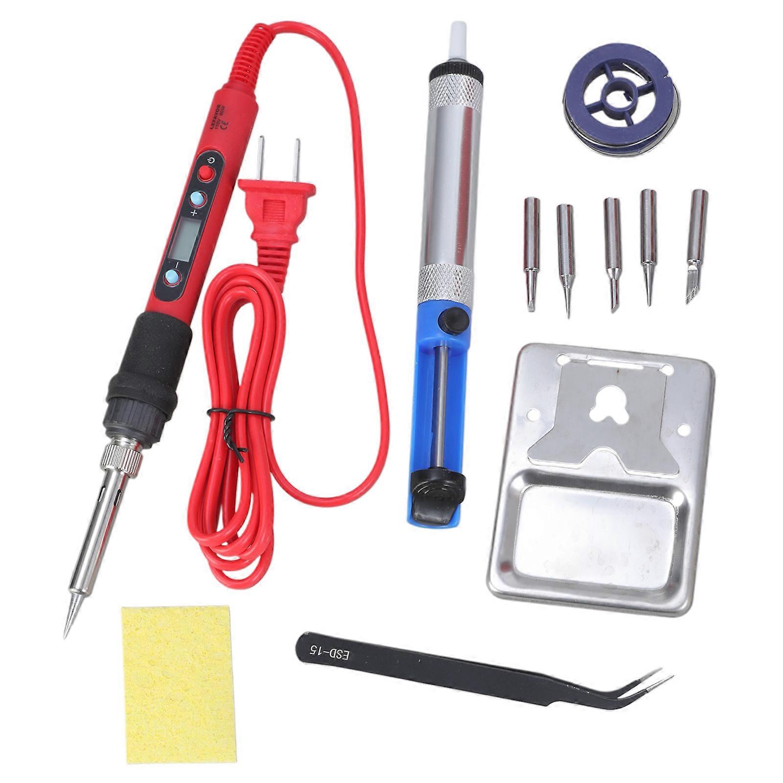 Soldering Iron Kits 80W Upgraded Digital Electric Soldering Kits with LCD Display Adjustable Temperature Welding Tool Multicolor