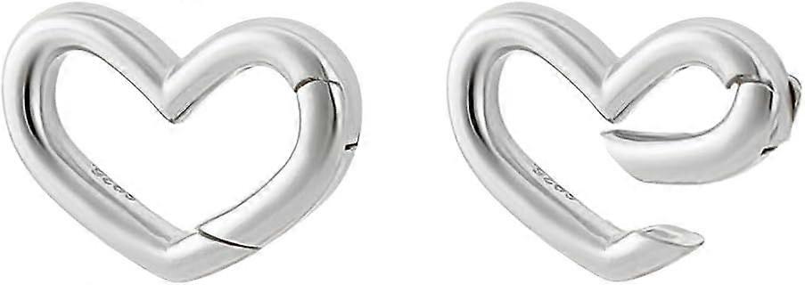 2pcs 925 Sterling Silver Heart Spring Clasps Spring Gate Rings Heart Necklace Clasps Snap Clasp Extender Connector for Bracelets Jewelry Making Keycha