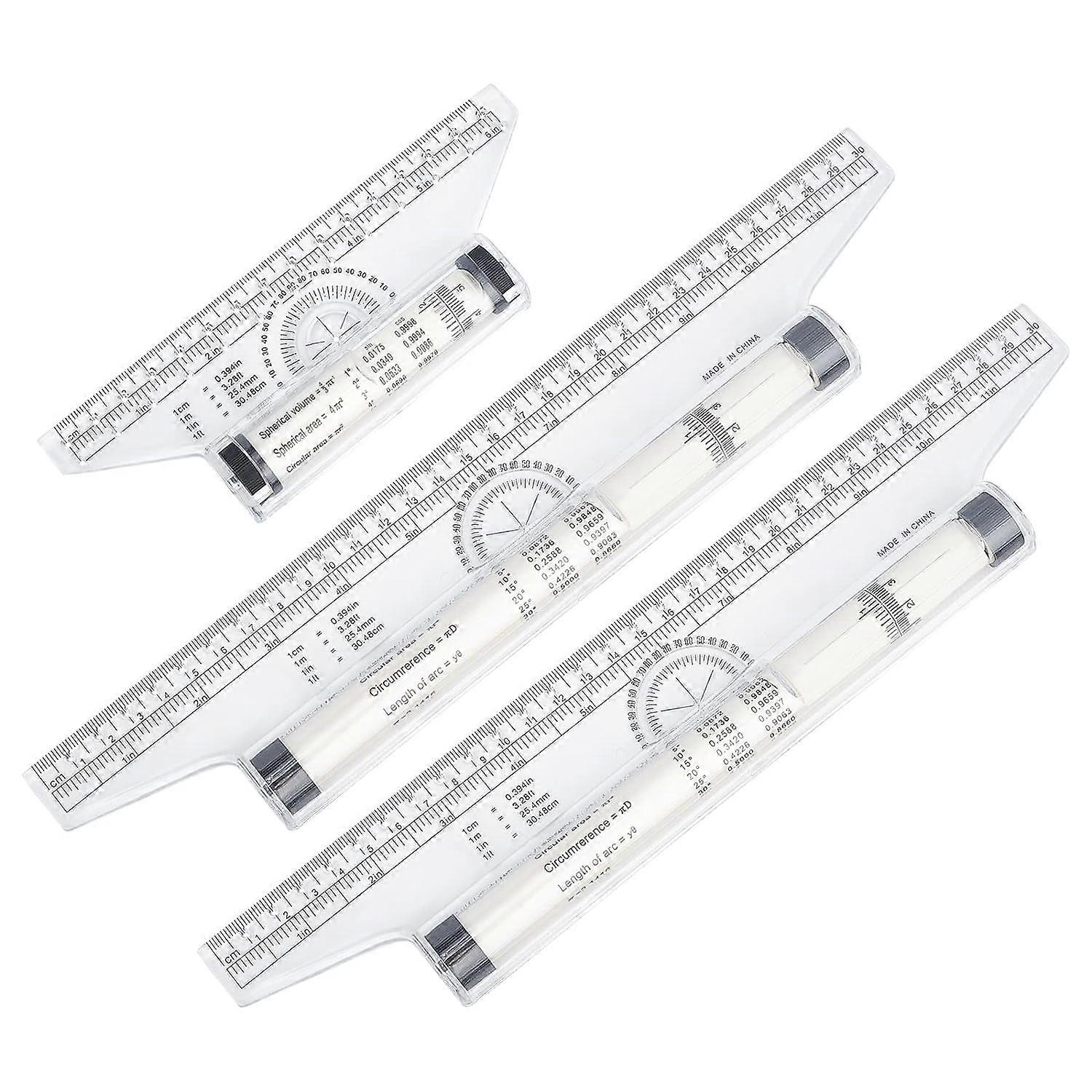 3Pcs Plastic Measuring Rolling Ruler, Drawing Roller Ruler, Parallel Ruler, Multifunctional for Drafting, Student, School, Office, 6in&12in