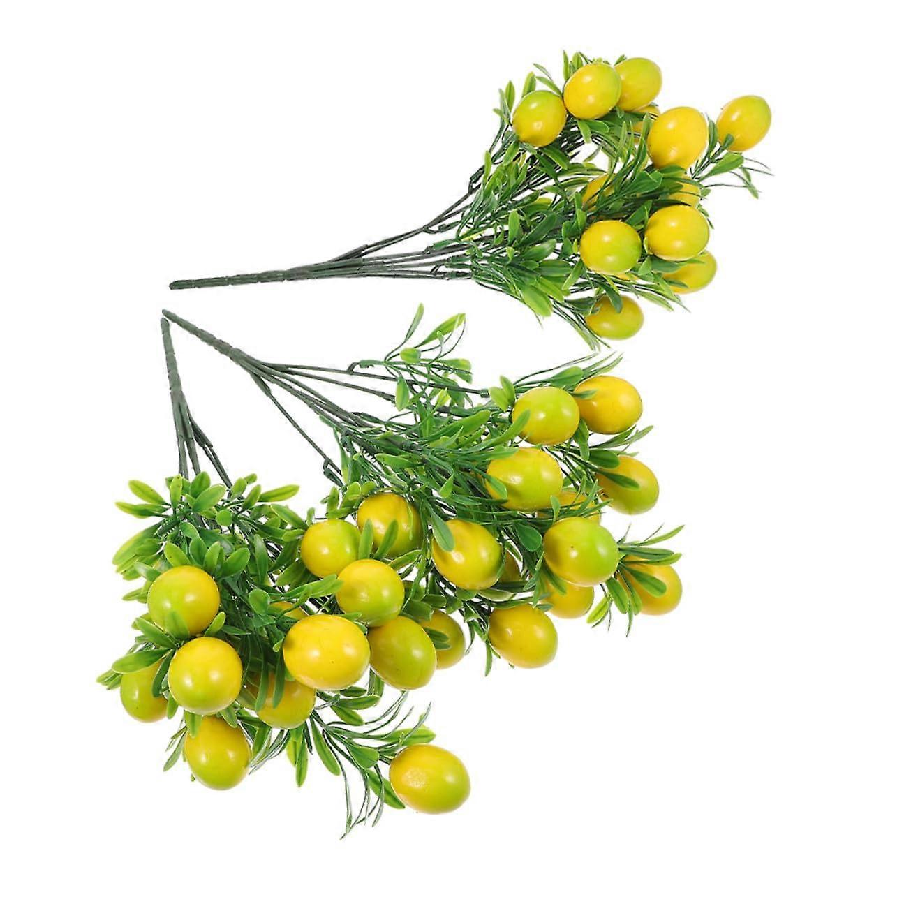 Artificial Lemon Branches Set of 3 Faux Fruit Stems NonFading Bouquet for Home Party Wedding Decor