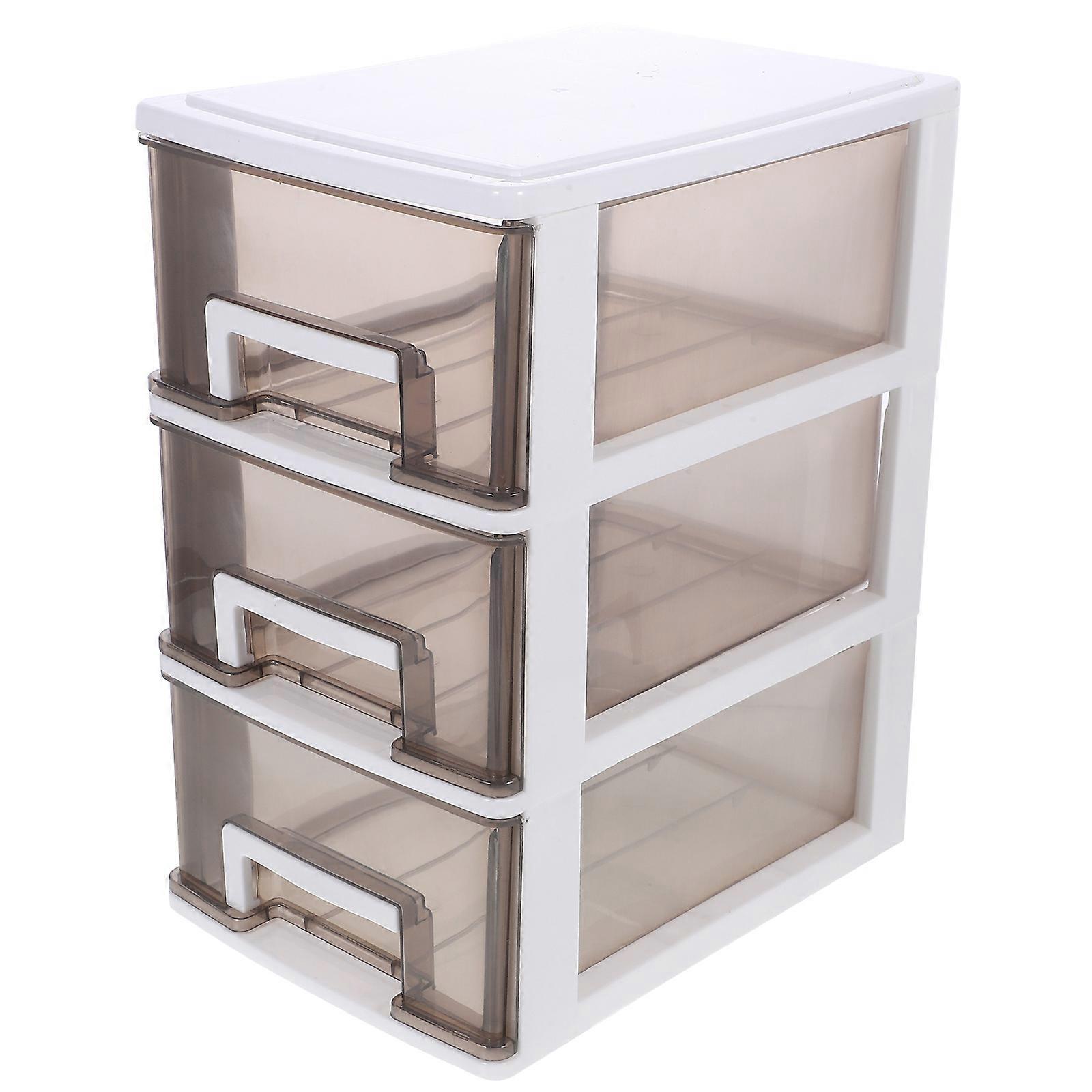 Desktop Storage Box Drawer Type Plastic Storage Unit For Office Use 17x24x30cm Dustproof Sorting 1Set