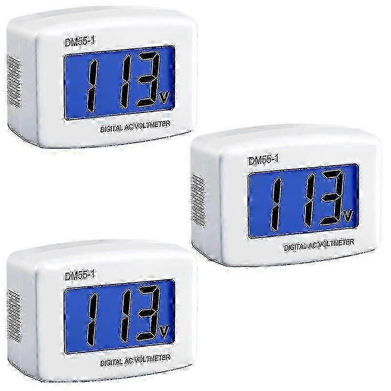 3 stk vekselstrømsspenningstester 80-300V LCD digitalt voltmeter DM55-1-skjerm