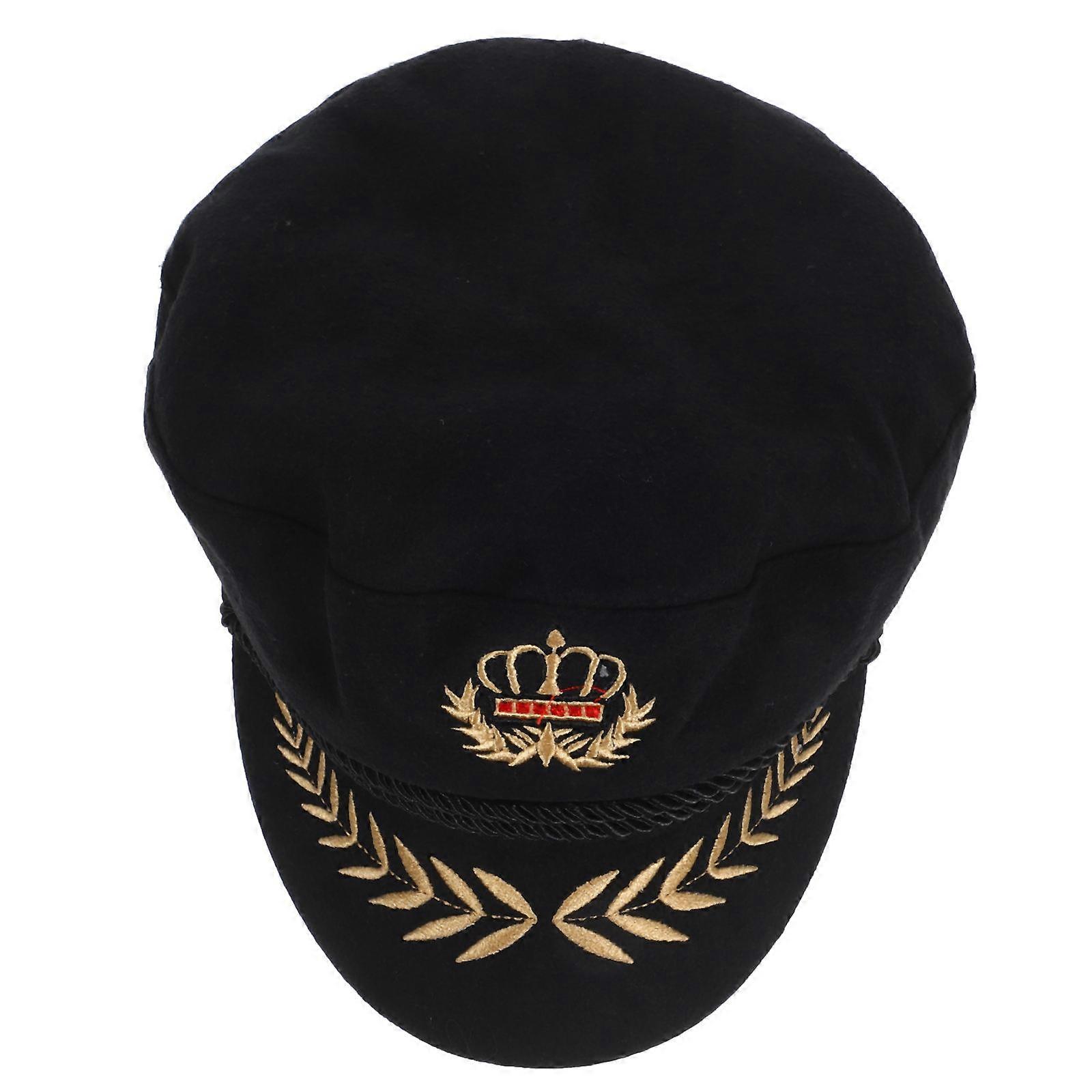 Cosplay Captain Hat Sailor Hat for Party Embroidered Black Accessory