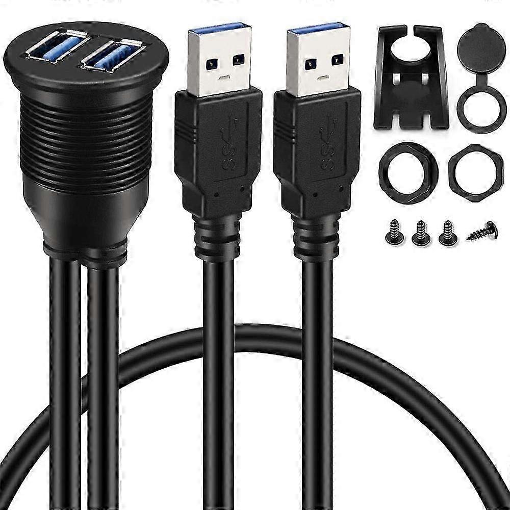 Car USB 3.0 Dual Port Flush Mount Extension Cable