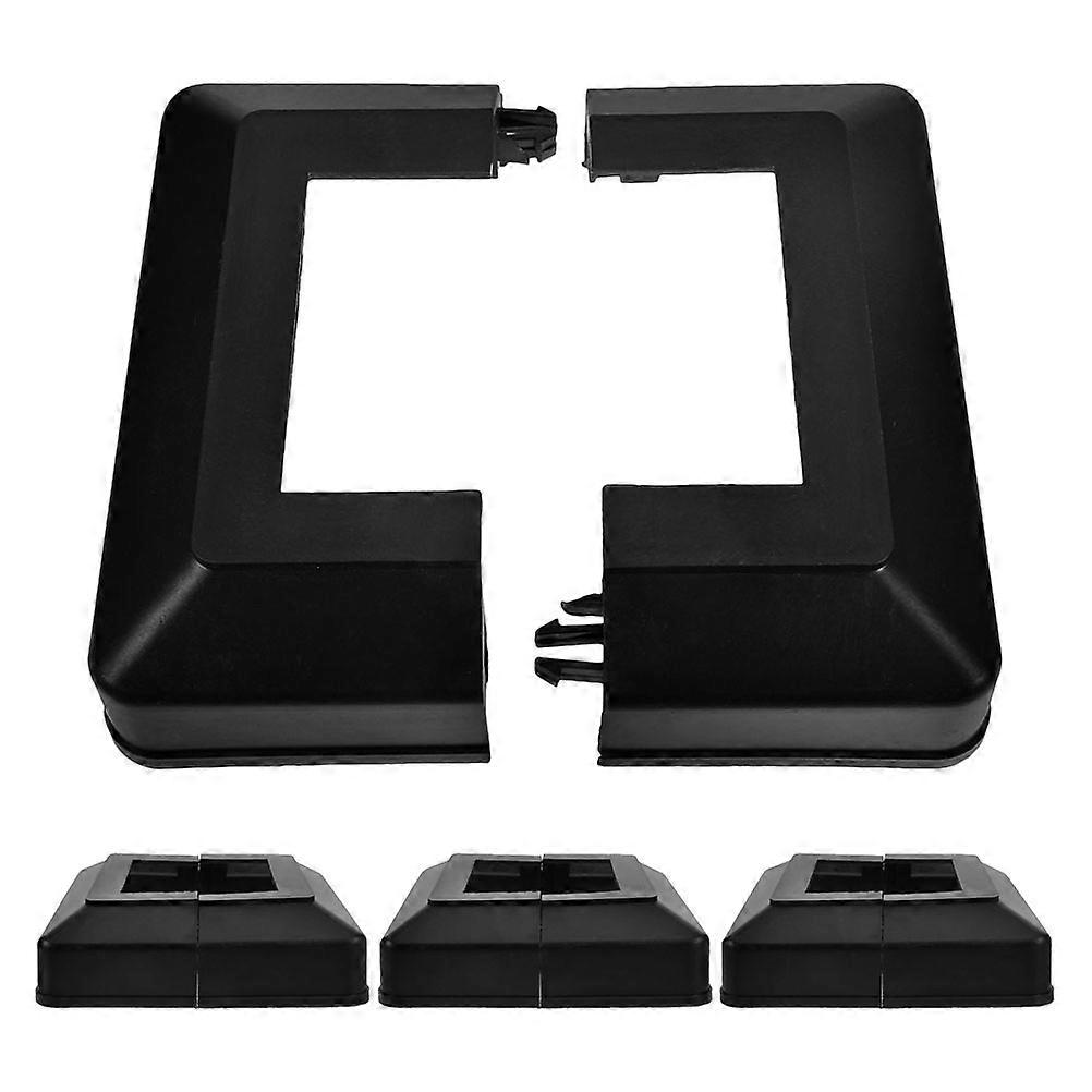 Black Plastic Post Cap with Concealed Screws for Deck Posts Easy Installation and Weather Resistant 4 Pieces