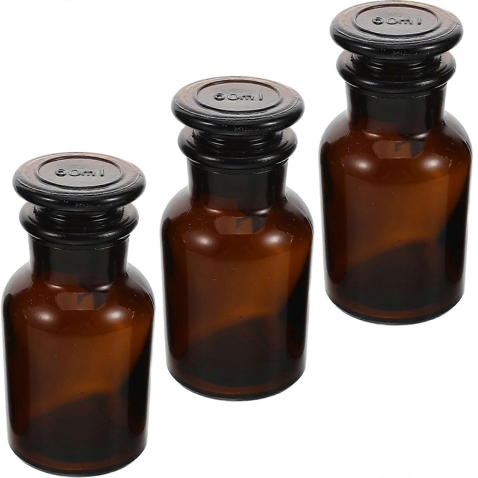 Tea Colored Glass Reagent Bottles for Laboratory Storage Use 3Pcs Pack