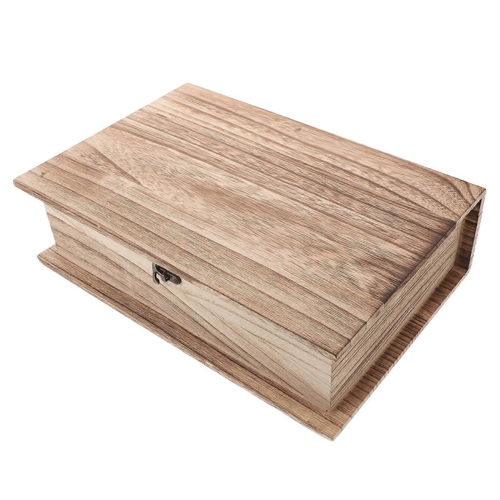 Wooden Book Storage Box with Hinged Lid for Storage Jewelry and Keepsakes