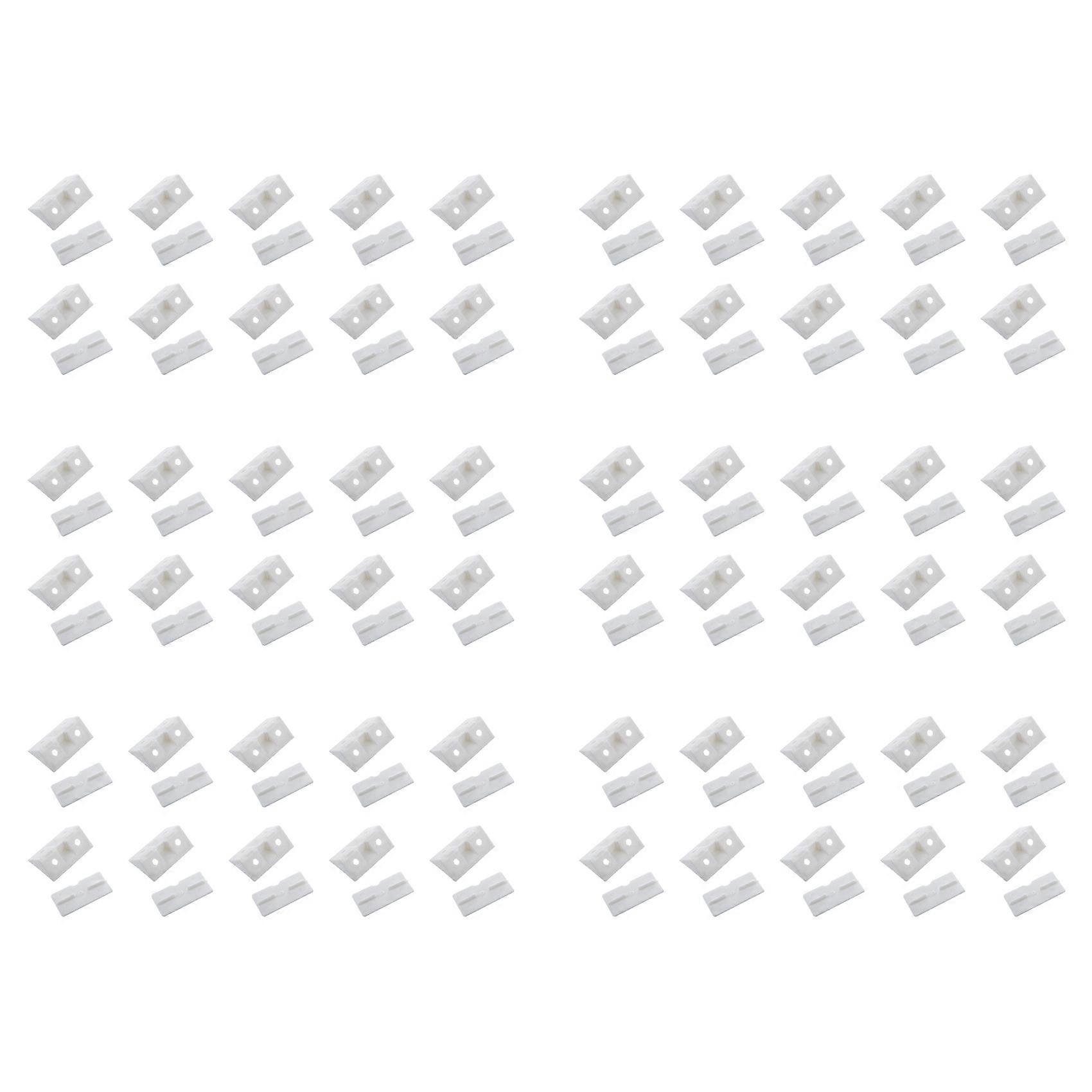 Furniture Cabinet Fastener Corner Braces Angle Brackets White 60pcs