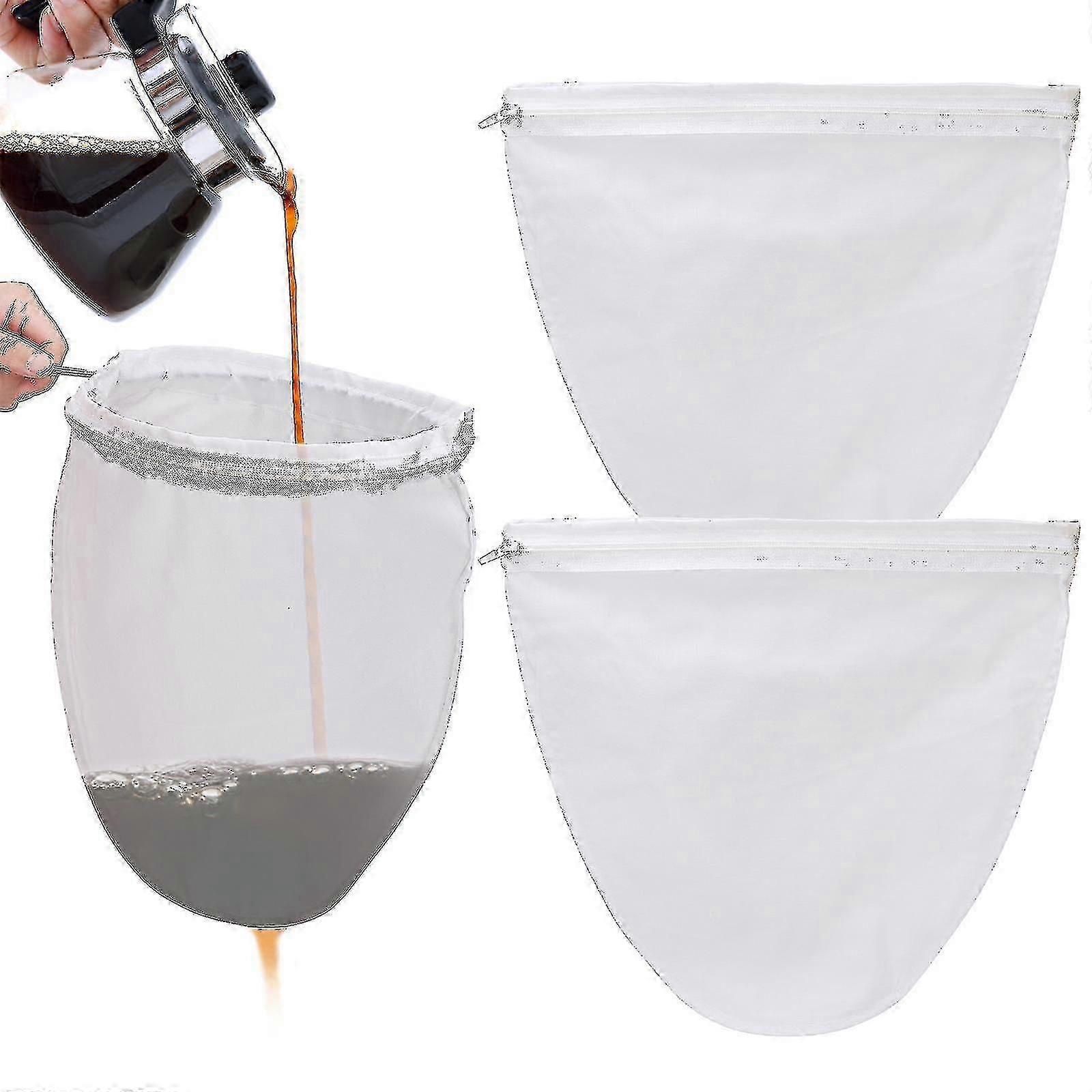 Ultra Fine Mesh Filter Bag, Commercial Reusable Food Filter Bag And Stainless Steel Frame With Handle, Used For Filtering Nut Milk, Coffee, Milk, Butt