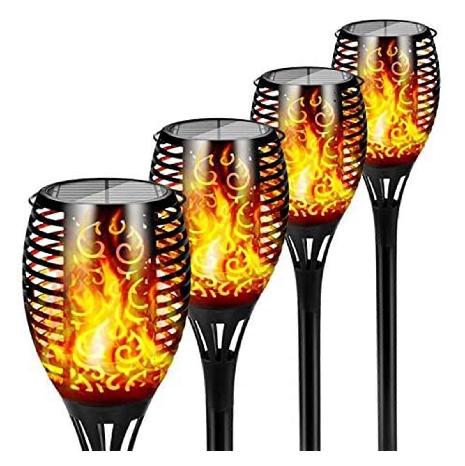 Solar Flame Lights Waterproof 51 LED with Realistic Dancing Flame Effect for Garden Patio Pathway 4 Pack
