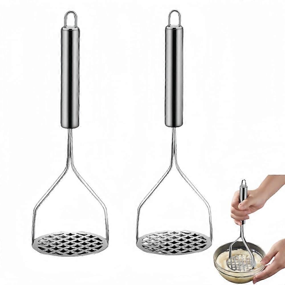 Stainless Steel Potato Masher Set of 2 with Ergonomic Handles for Avocado, Vegetables and Puree