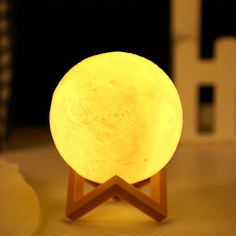 LED Moon Lamp 12CM 3D Printing with Adjustable Brightness, Rechargeable Bedroom Night Light