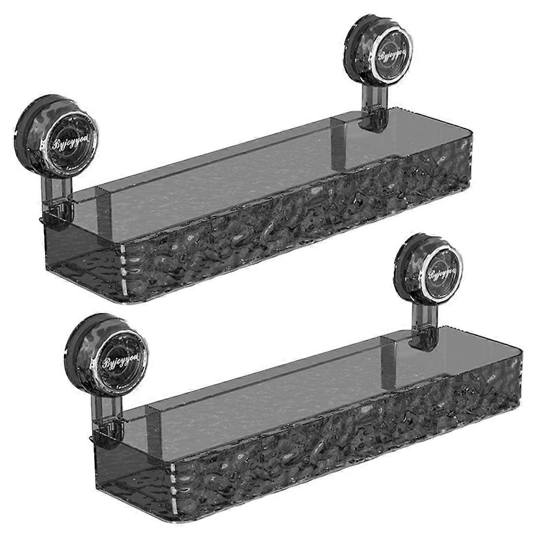 Bathroom Suction Shelf NoDrill Large Capacity Shower Caddy Organizer with Drain Holes Glacier Pattern 2pcs Gray