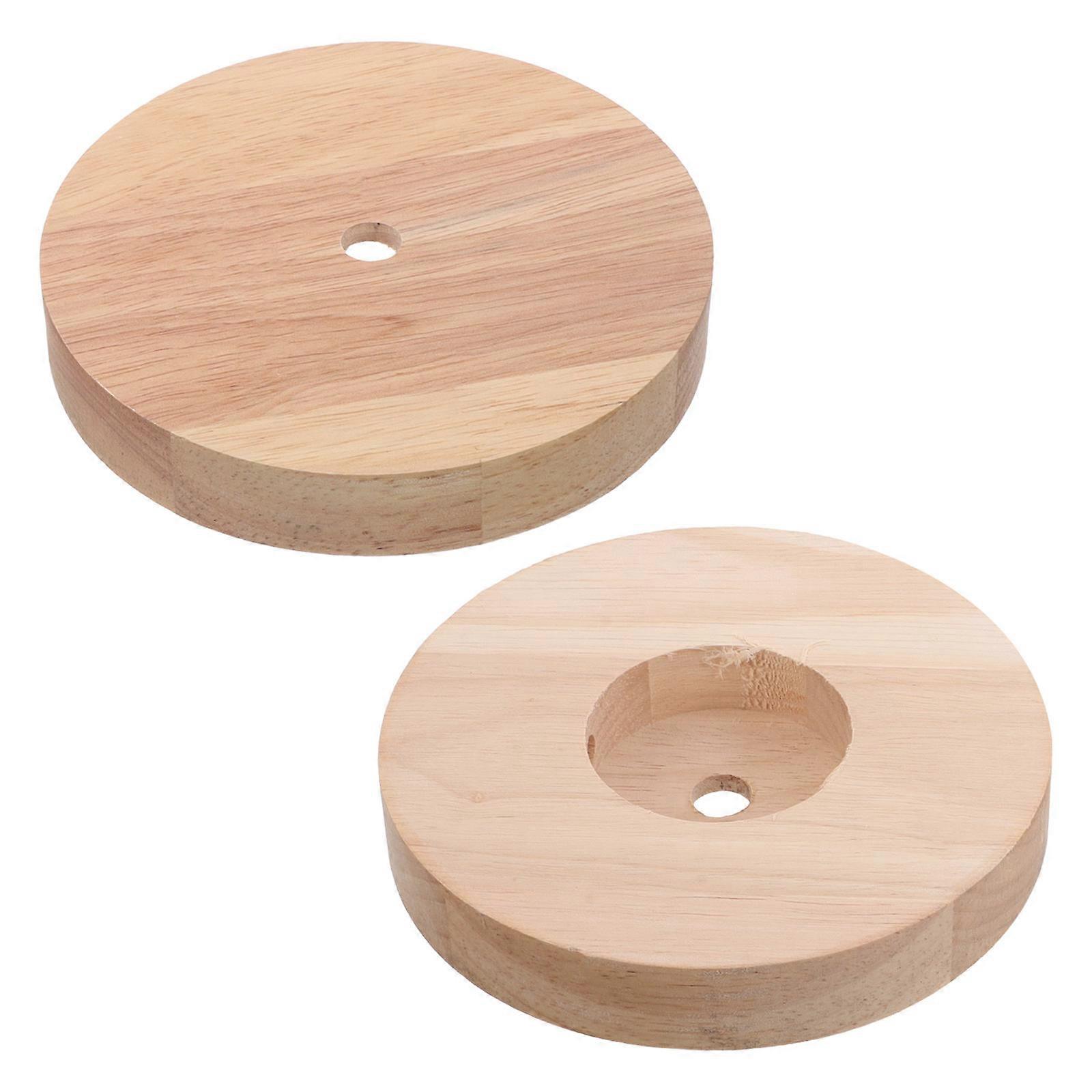 Rustic Solid Wood Table Lamp Base for Holding 2Pcs with E27 and E14 Holder