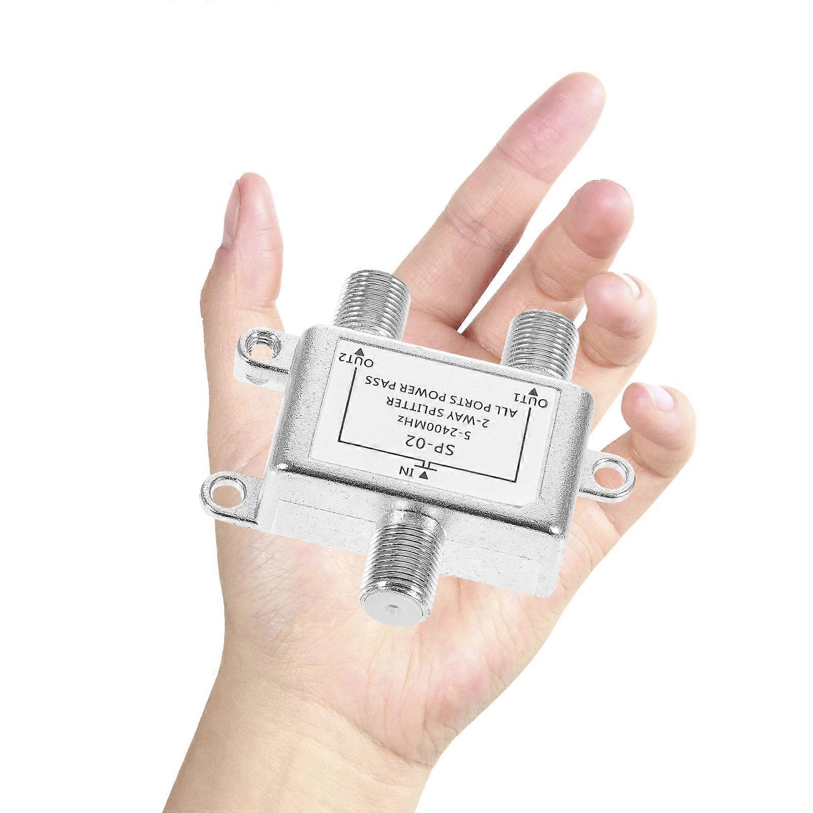 Silver Coaxial Cable Splitter for Amplified Antenna 2 Way Splitter