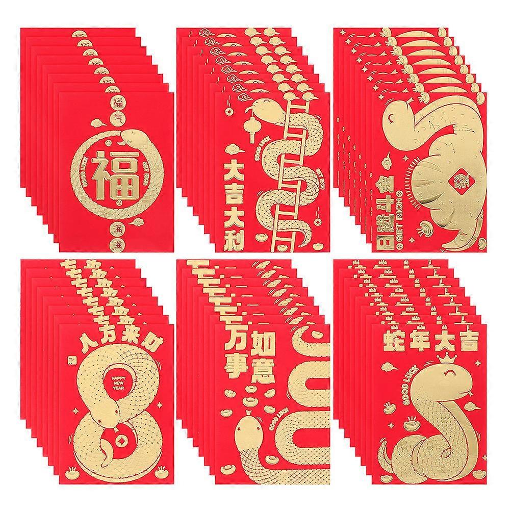 Lunar New Year Red Envelopes for Storage Use 60Pcs Chinese Snake Red Packets
