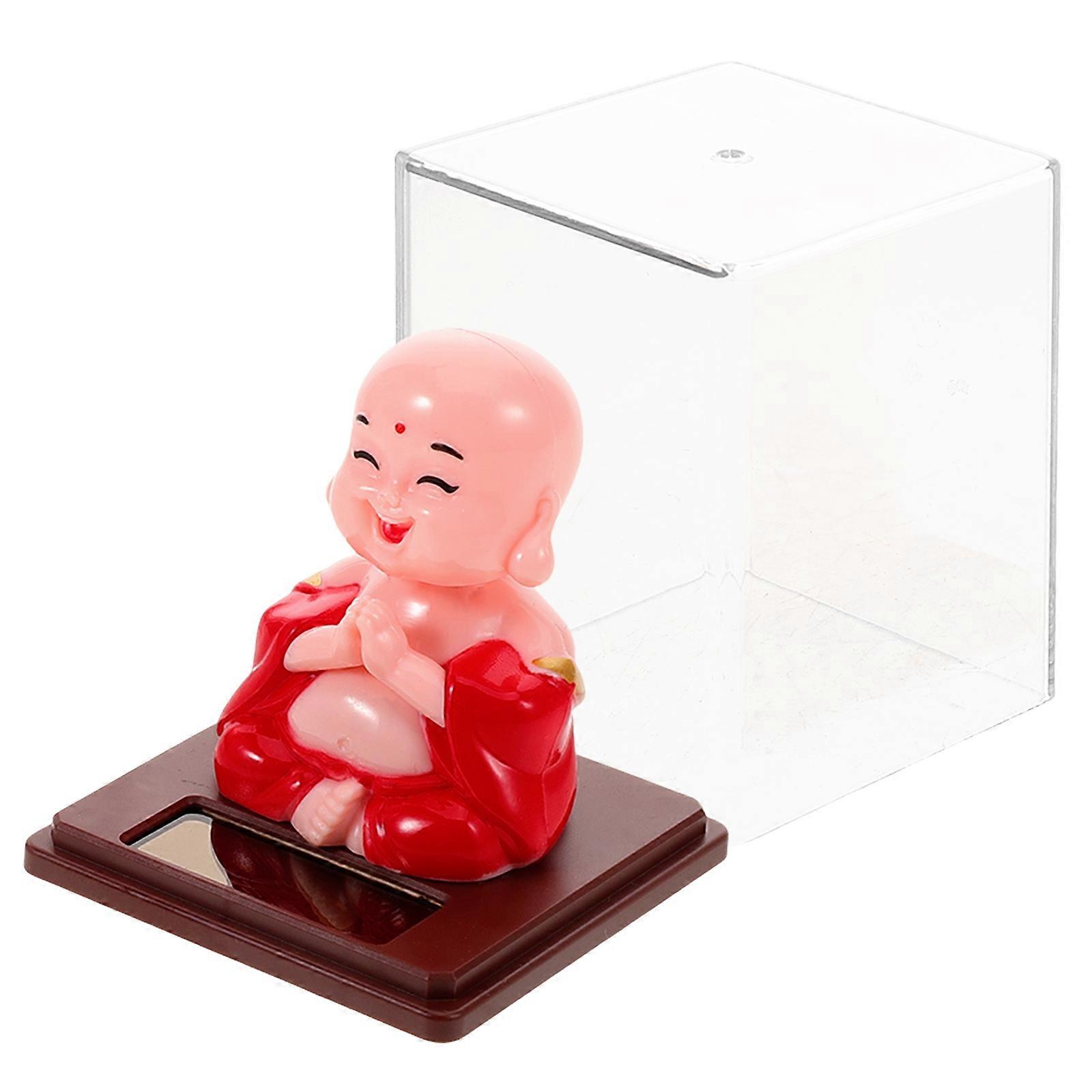 Mini Monk Statue for Car Dashboard Decorative Monk Figurine Red