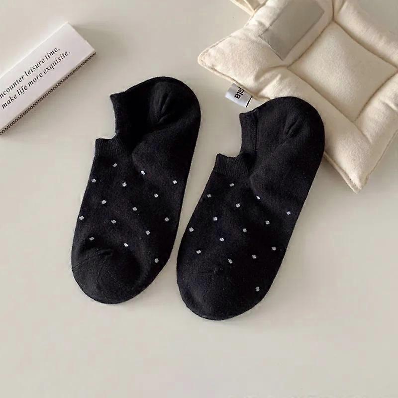 Spring Summer Women's Invisible round Dot Pattern Boat Socks Non-Slip Pure Color Slip-On Casual Ankle Length Stockings