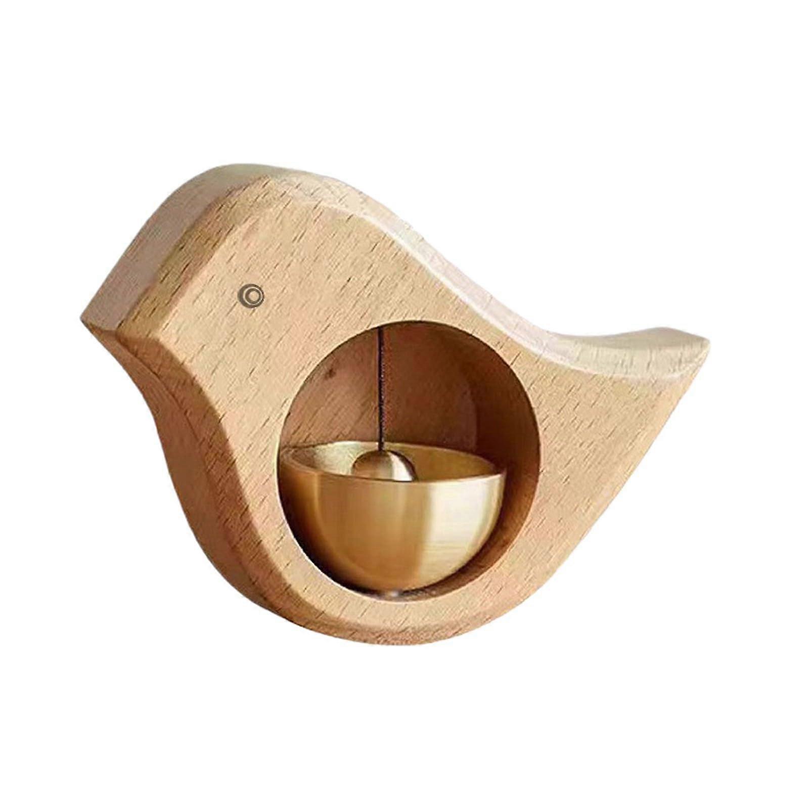 Door Chime Sensor with Elegant Walnut Design Battery Wind Chime Alert for Bedroom Refrigerator Entryway 10.5x8cm