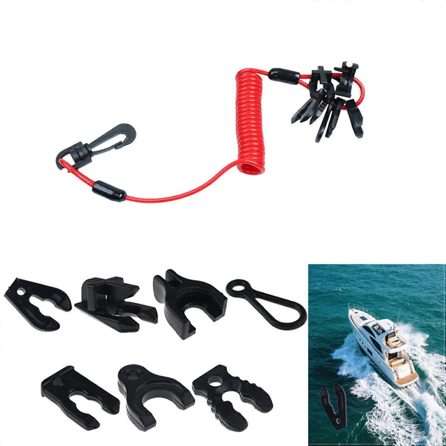 Universal Boat Kill Switch Lanyard with 7 Keys, Engine CutOff Safety Cord for Outboard Motors and Jet Skis