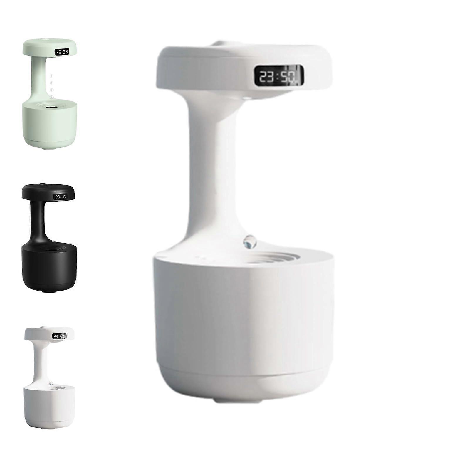 Anti Gravity Rain Effect Humidifier with LED Light, Quiet Large Capacity for Bedroom Home Office White