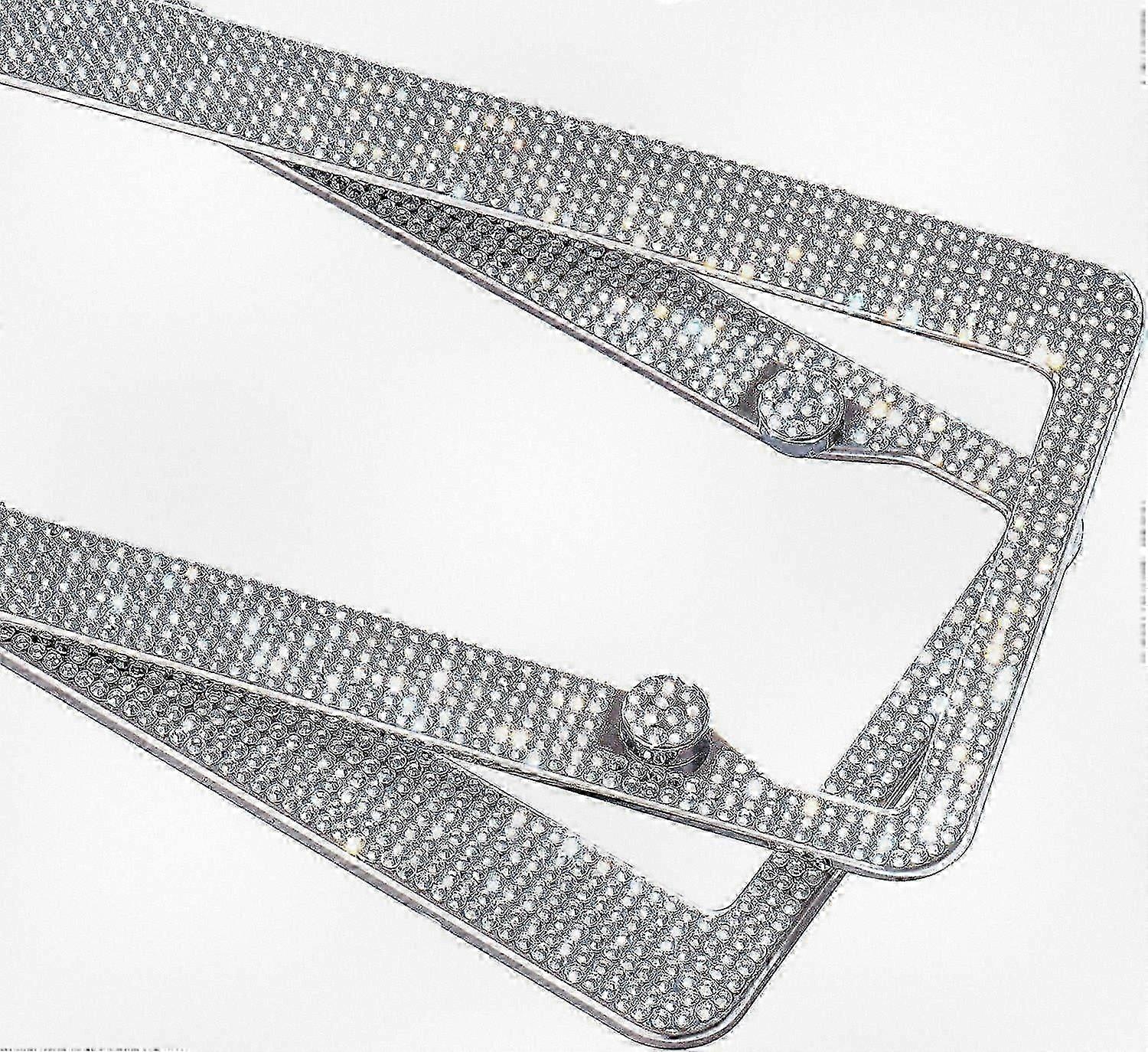 2 Pack Diamond-Like Stainless Steel License Plate Frame