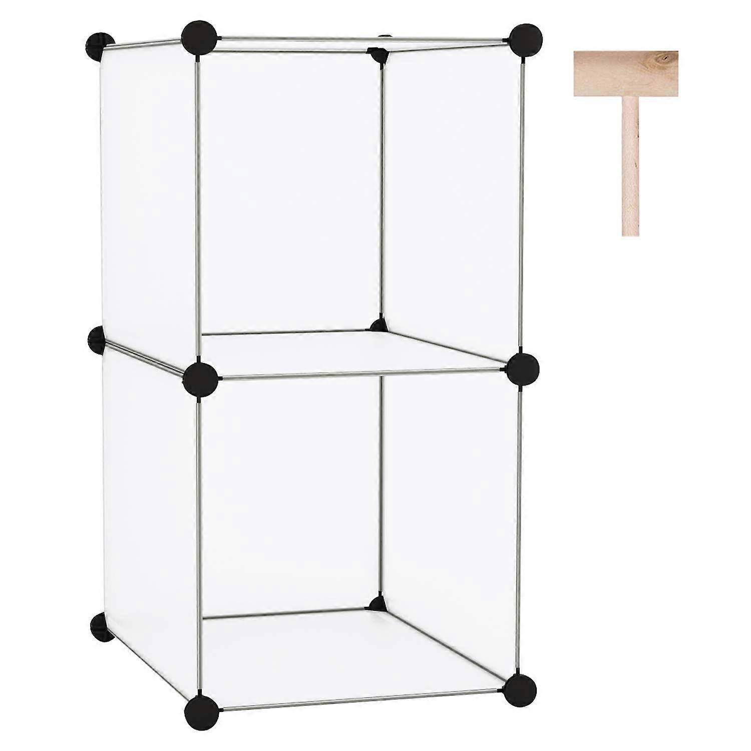 Cube Storage Organizer 2Cube Modular Bookcase with Translucent White Panels for Closet Bedroom Office