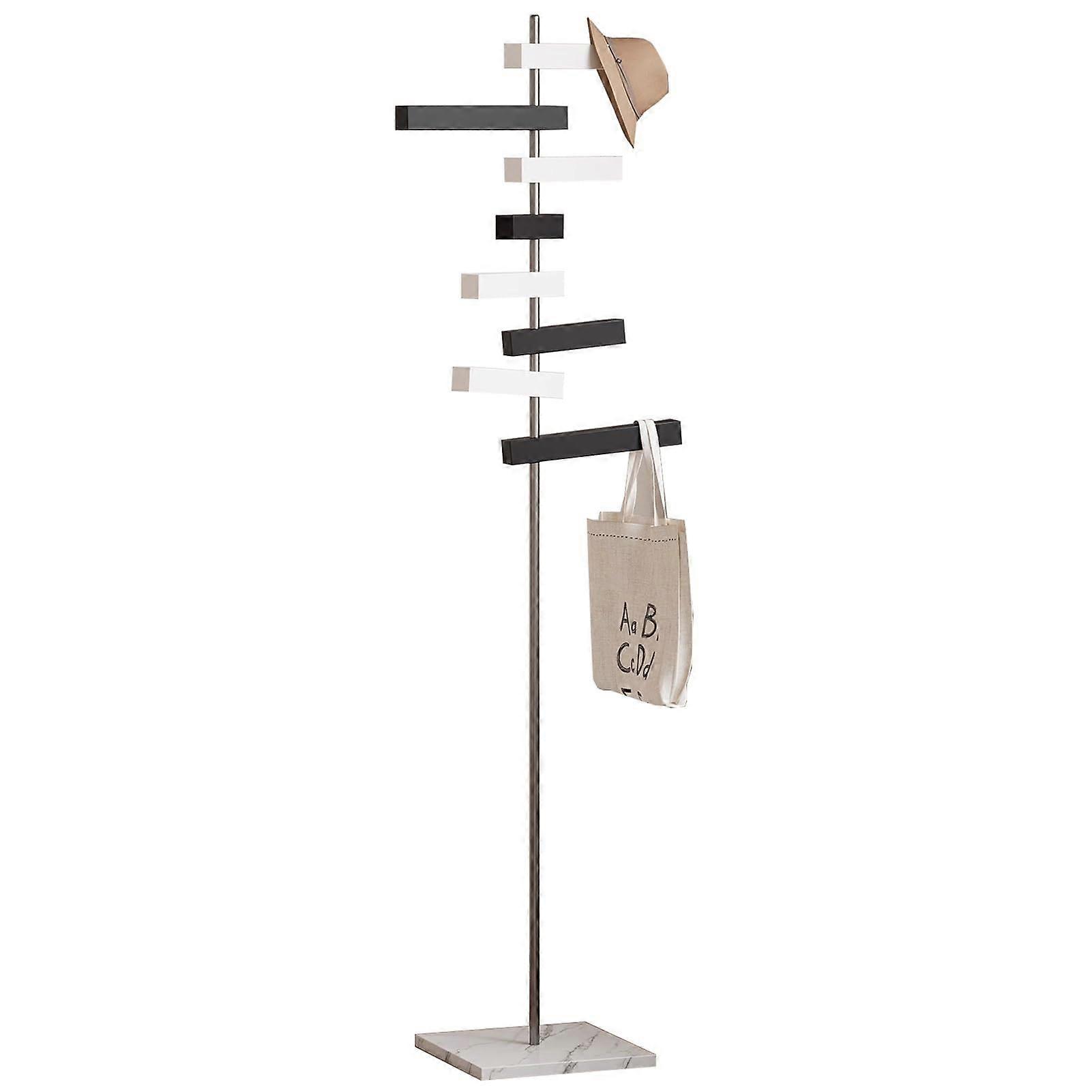 Modern Freestanding Coat Rack with Marble Base and 360° Rotating Hooks for SpaceSaving Entryway Use