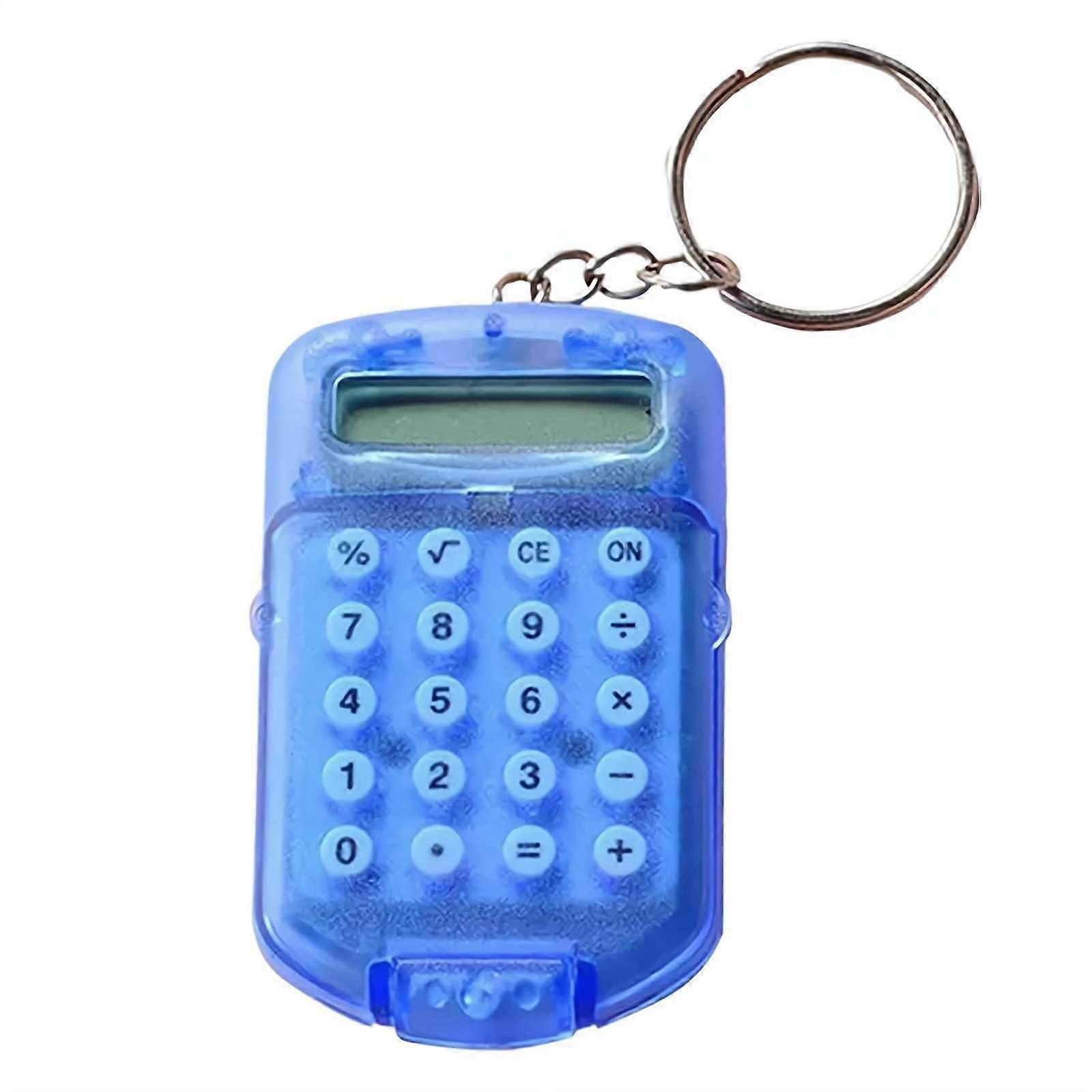 Mini Calculator Keychain with Flip Cover and LCD Display for Students and Office  Blue