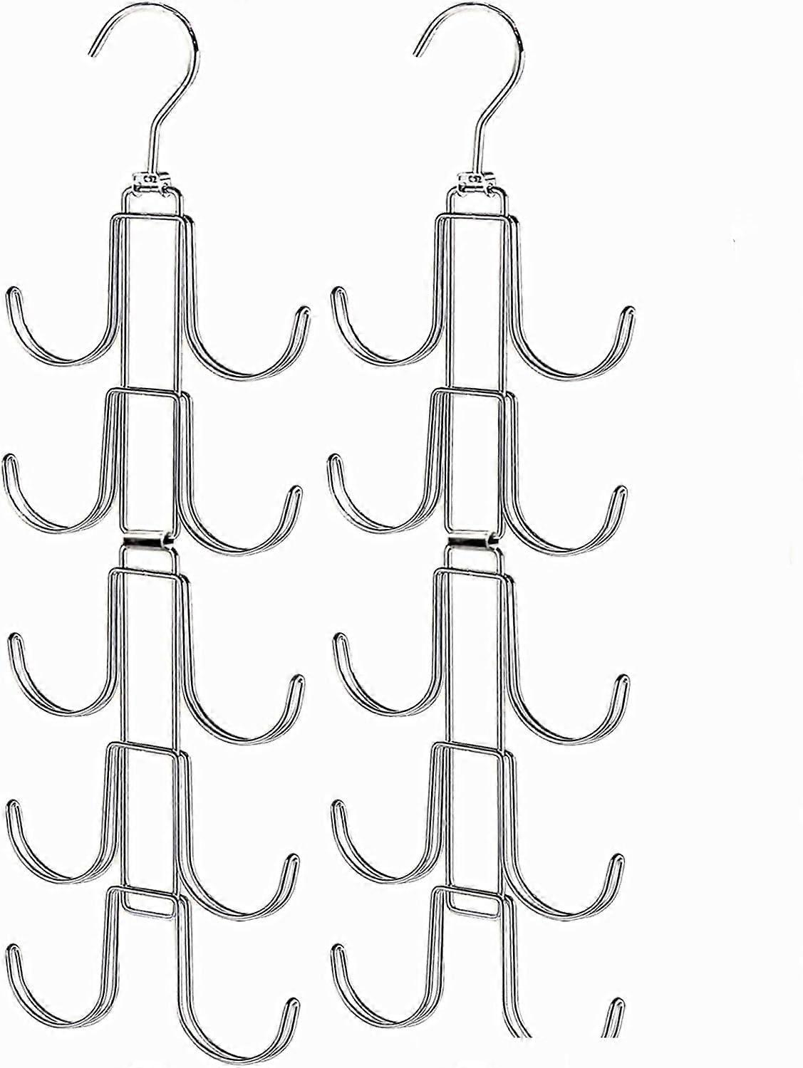 2 Pack Purse Organizer with 20 Hooks, 360° Rotating Closet Hanger, Foldable SpaceSaving Design