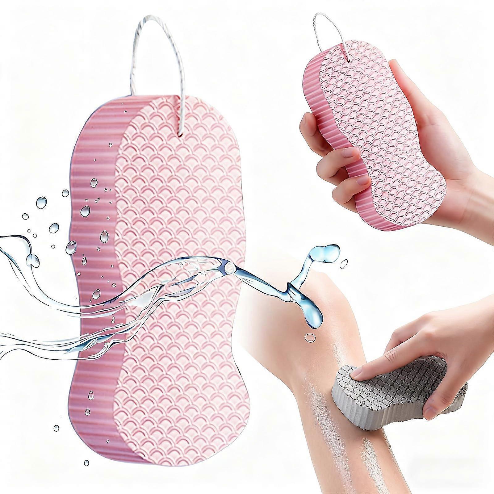 Exfoliating Bath Sponge African Net Sponge Soft Body Scrubber Quick Dry for Sensitive Skin Pink