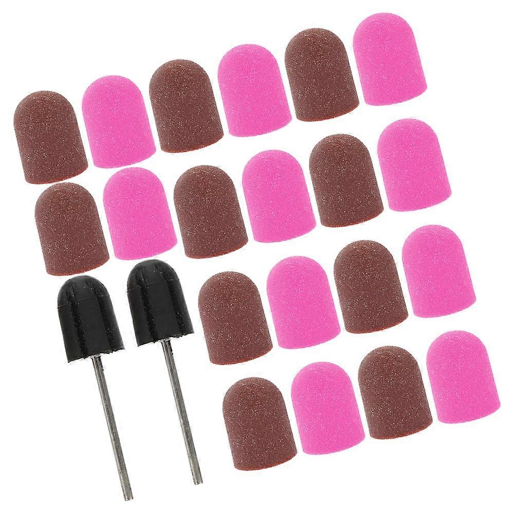 Nail Drill Bits Kit for Manicure Use with 20Pcs Sanding Caps Assorted Colors