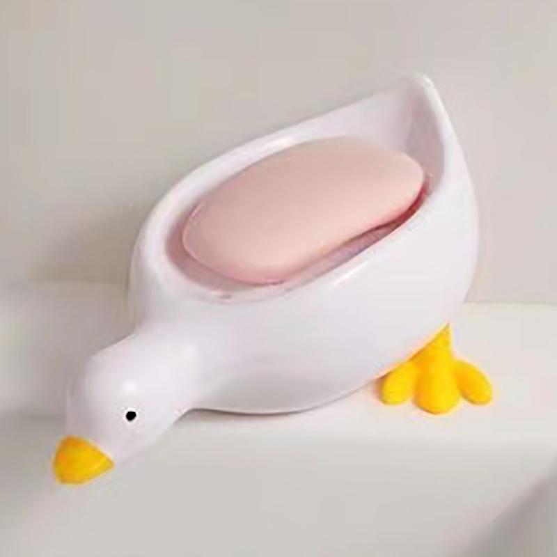 1PC Fun Yellow Duck Designed Soap Box; Drainable Soap Dish Bathroom Accessory