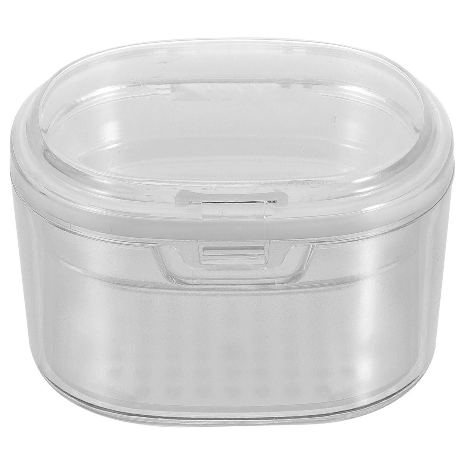 Denture Container False Tooth Box for Storage Use with Built-in Drain Shelf