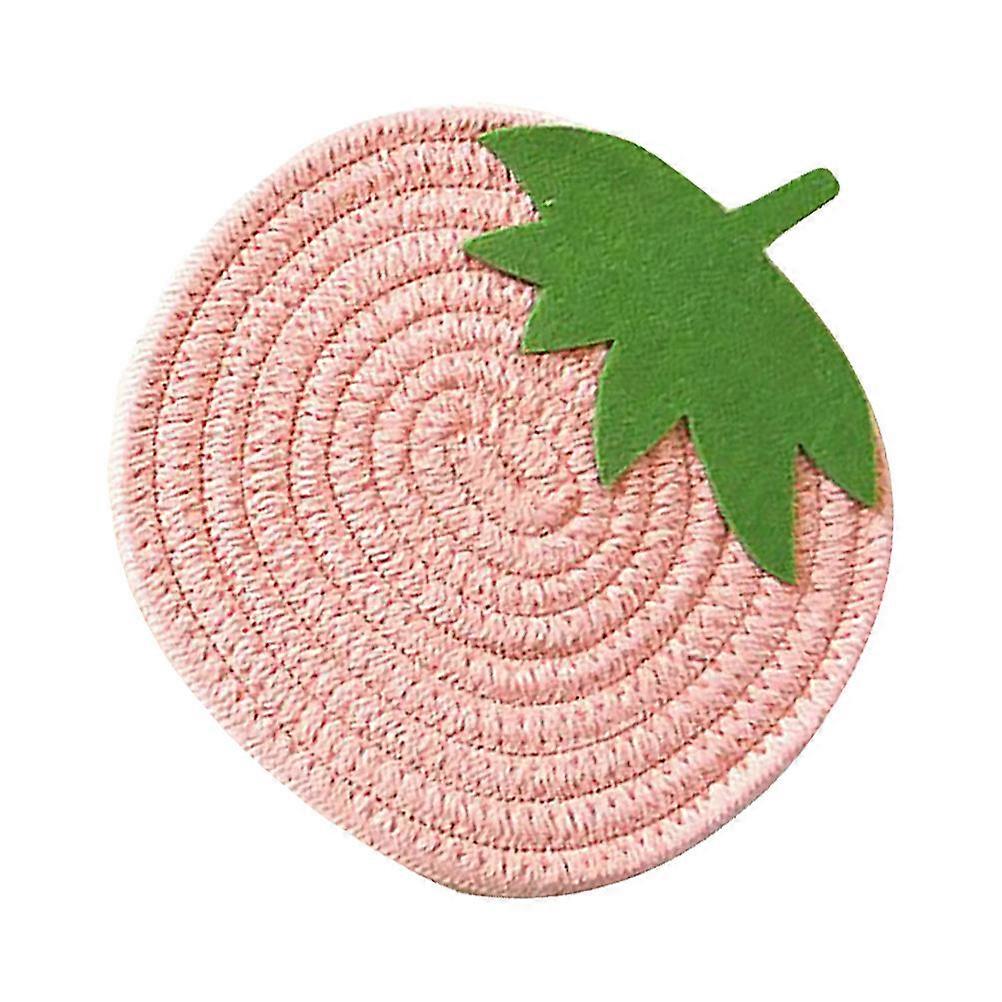 Strawberry Cup Pad Woven Cotton Coaster Heat-Resistant Function 1Pcs