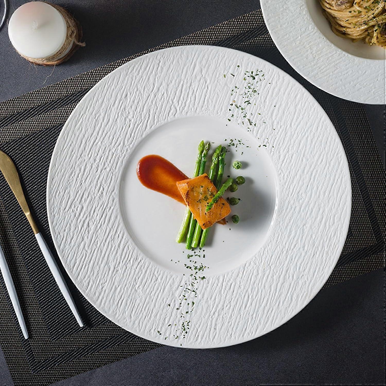 Large Round White Ceramic Dinner Plate, Scratch Resistant, Microwave Dishwasher Safe, 30.5cm