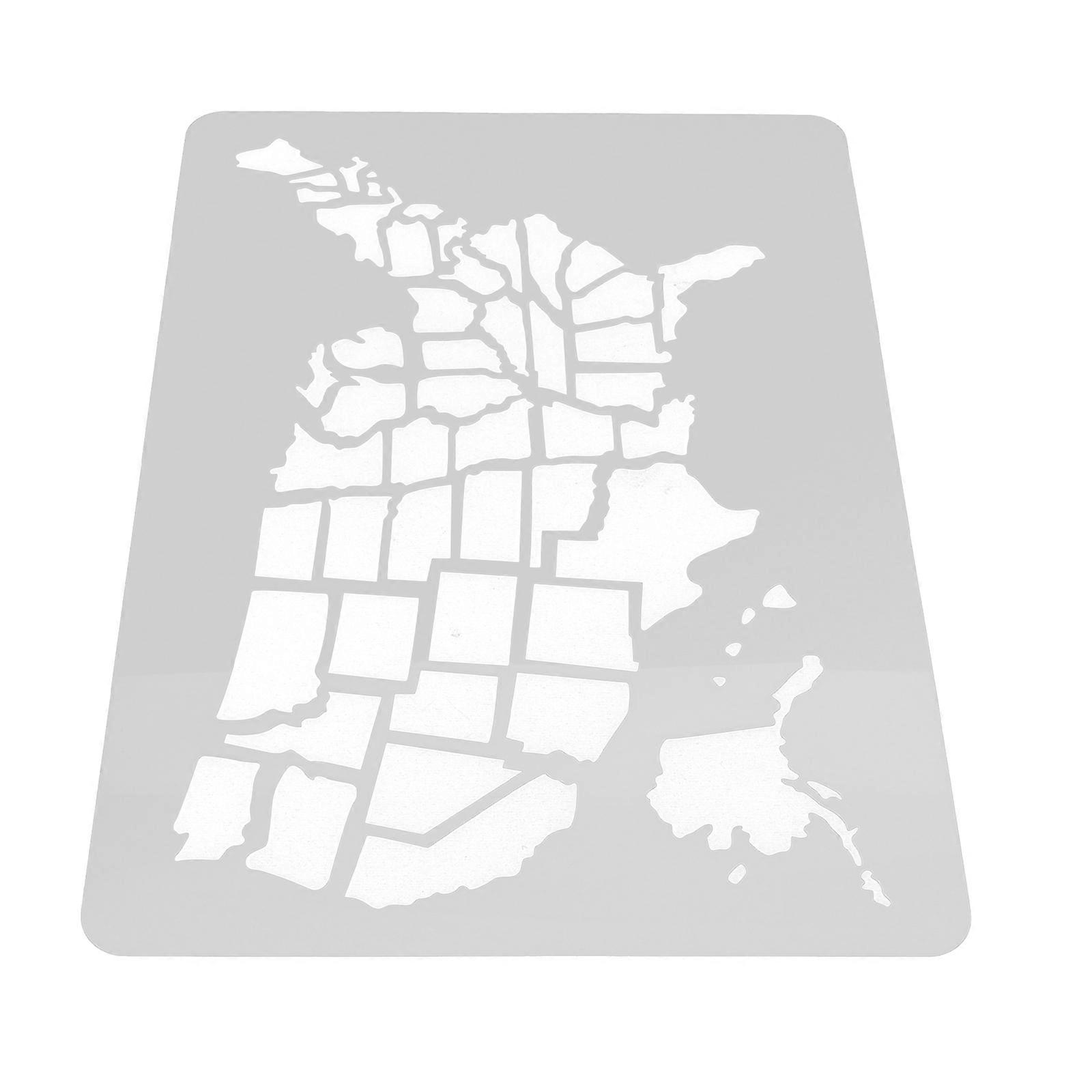 American Map Wall Paint Stencil for Decorating with 2Pcs Beige Plastic Templates