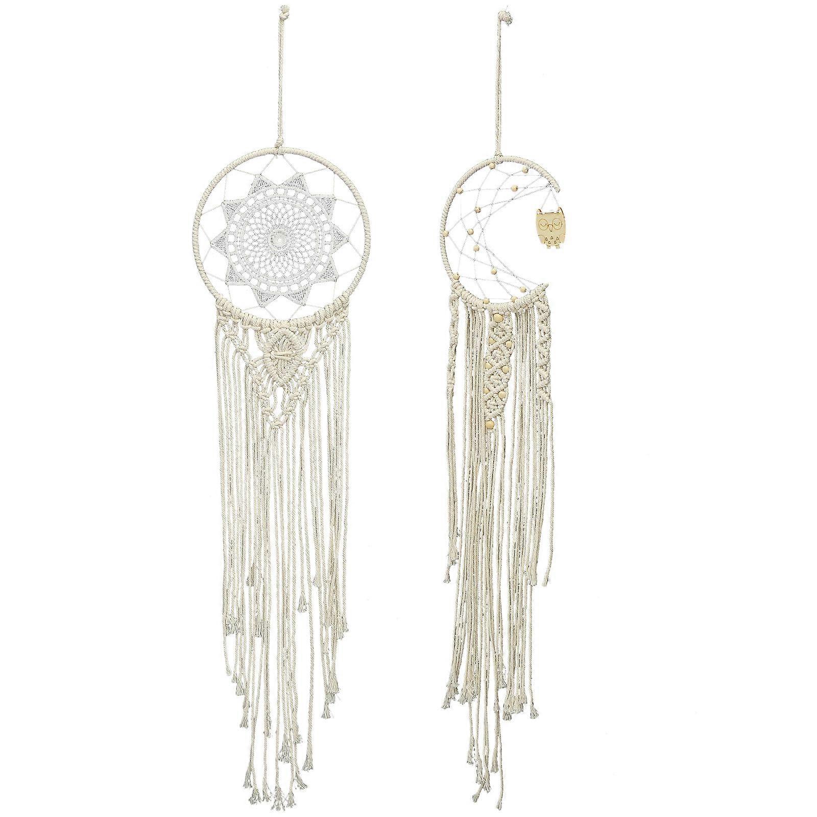 Cat Owl Hanging Macrame Decorative Wall Art for Room Decor 2Pcs