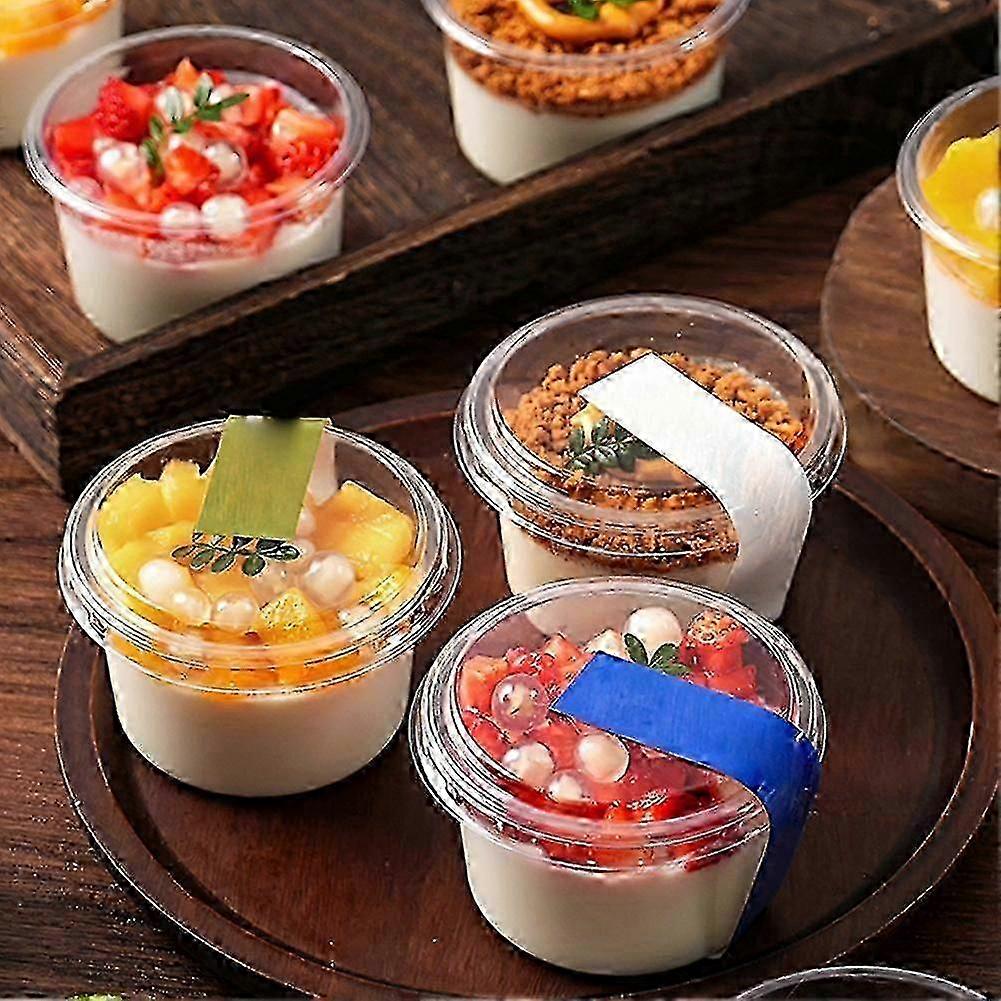 25/50pcs Dessert Cups with Lids, Clear Reusable Plastic Containers for Ice Cream, Pudding, Parties