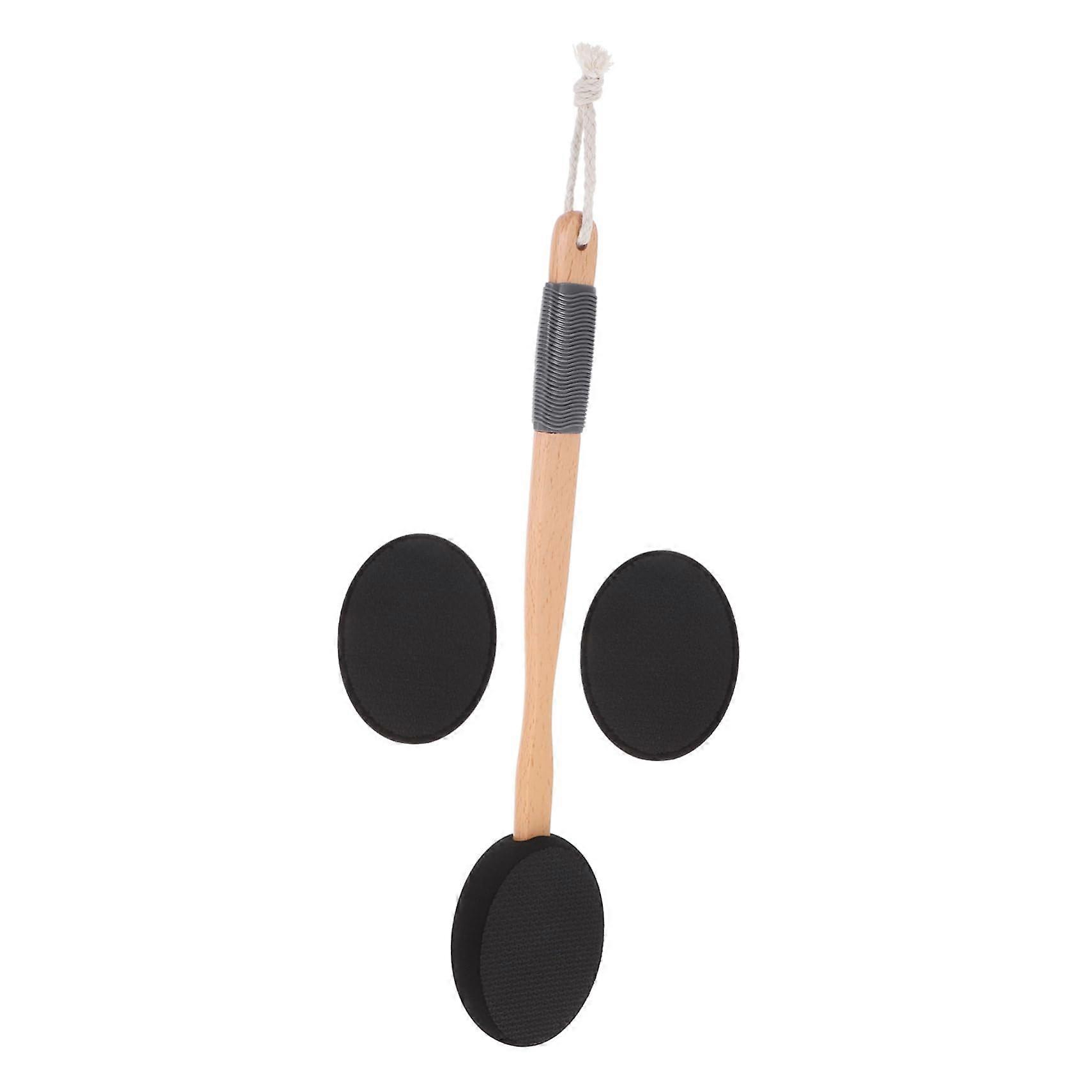 Back Lotion Applicator with Long Handle and Replaceable Brush Heads for Wet or Dry Use