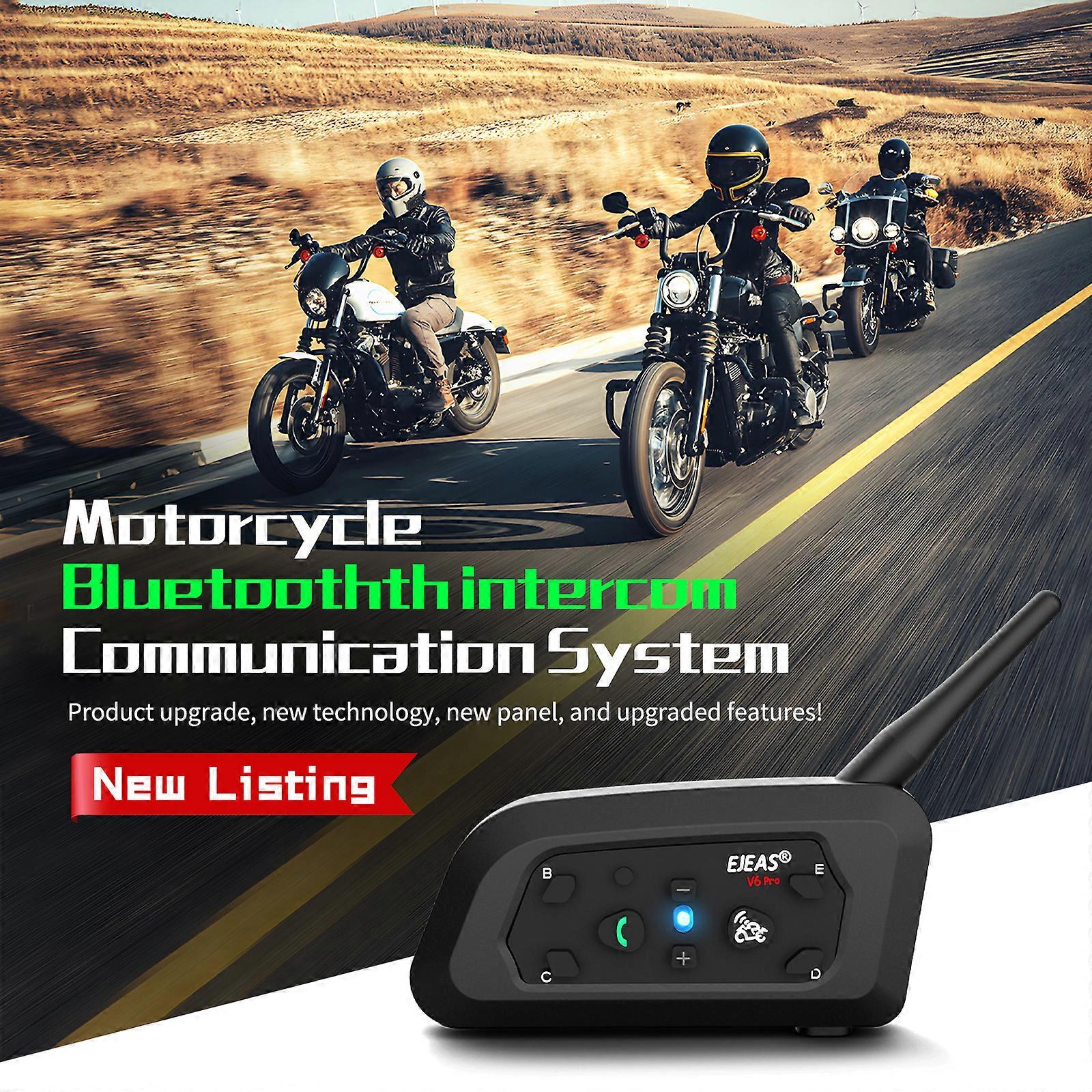 EJEAS V6 PRO+ Motorcycle Helmet Bluetooth Intercom Headset 800M Interphone 6 Riders Support EUC Remote Control Waterproof IP67