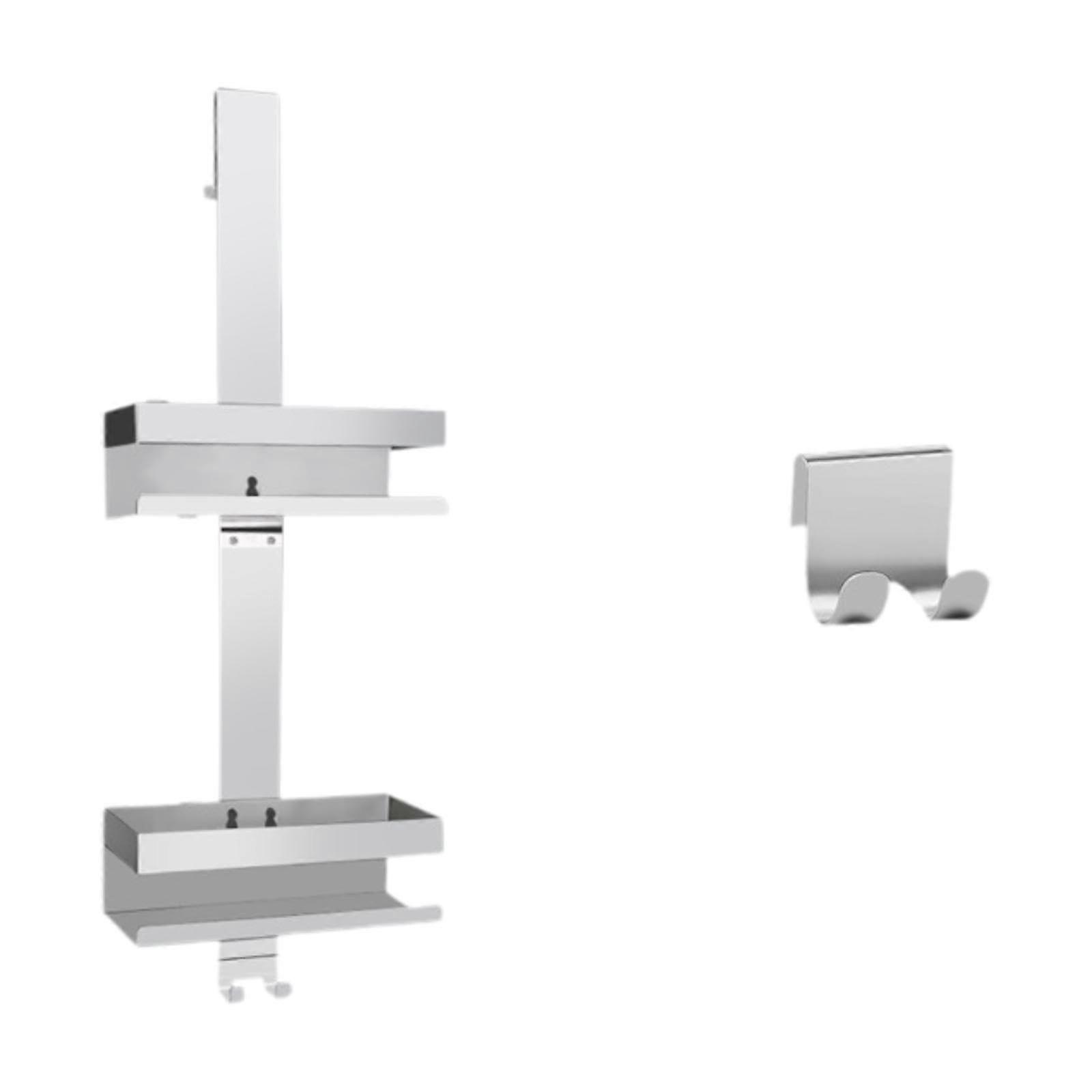 Bathroom Storage Rack Stainless Steel Double Layer Shelf Wall Mounted Rustproof Organizer