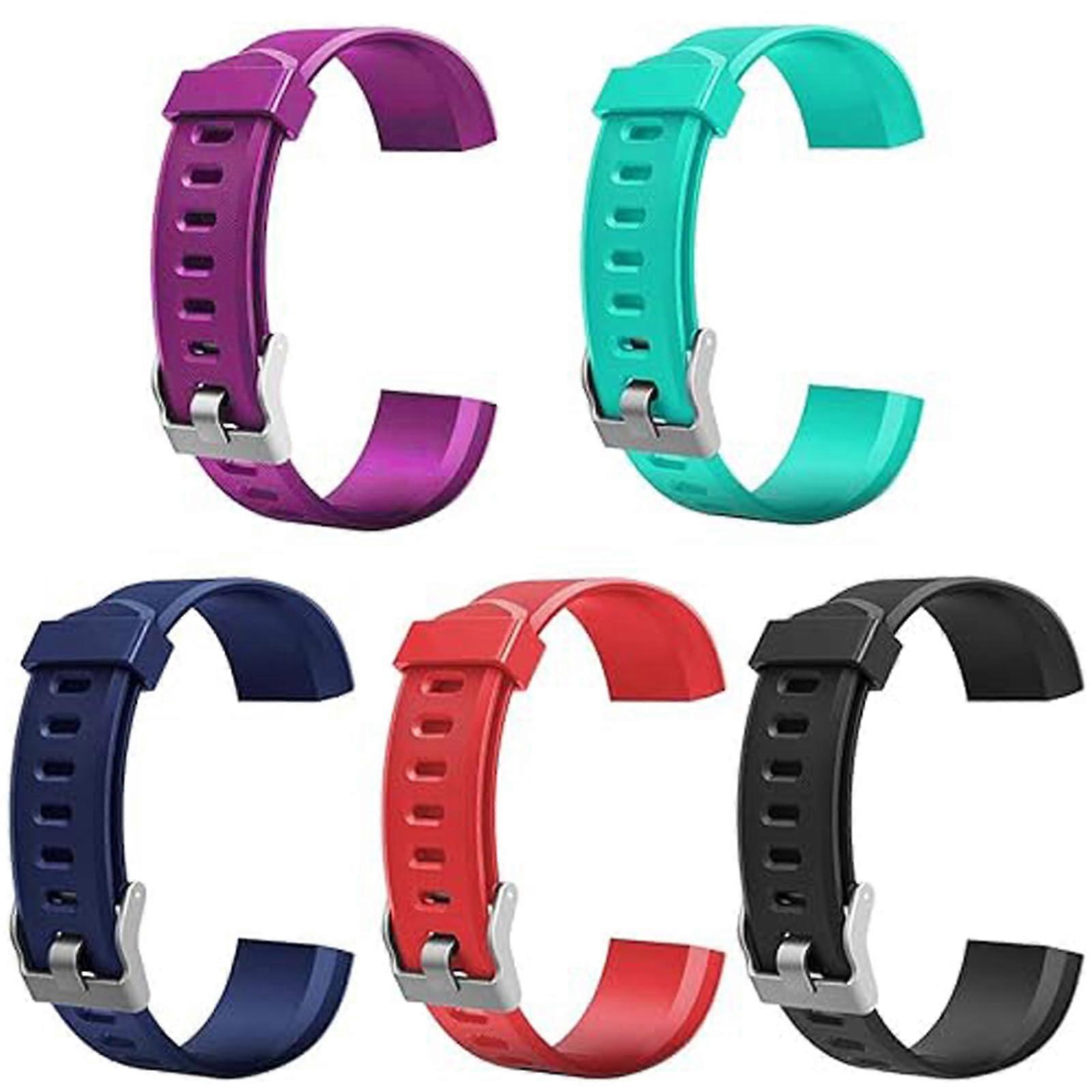 ID115 Plus HR Replacement Bands, Waterproof Silicone Sport Straps with Secure Lock, 5 Pack