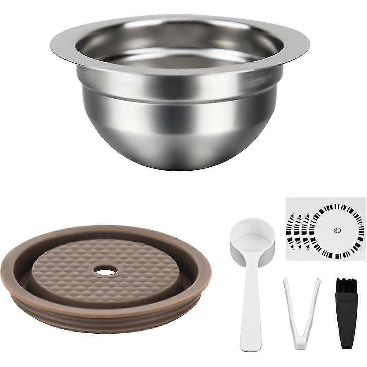 Reusable Capsules for Vertuo Plus/Vertuo Next/Vertuo , Stainless Steel Refillable Pods 80ml