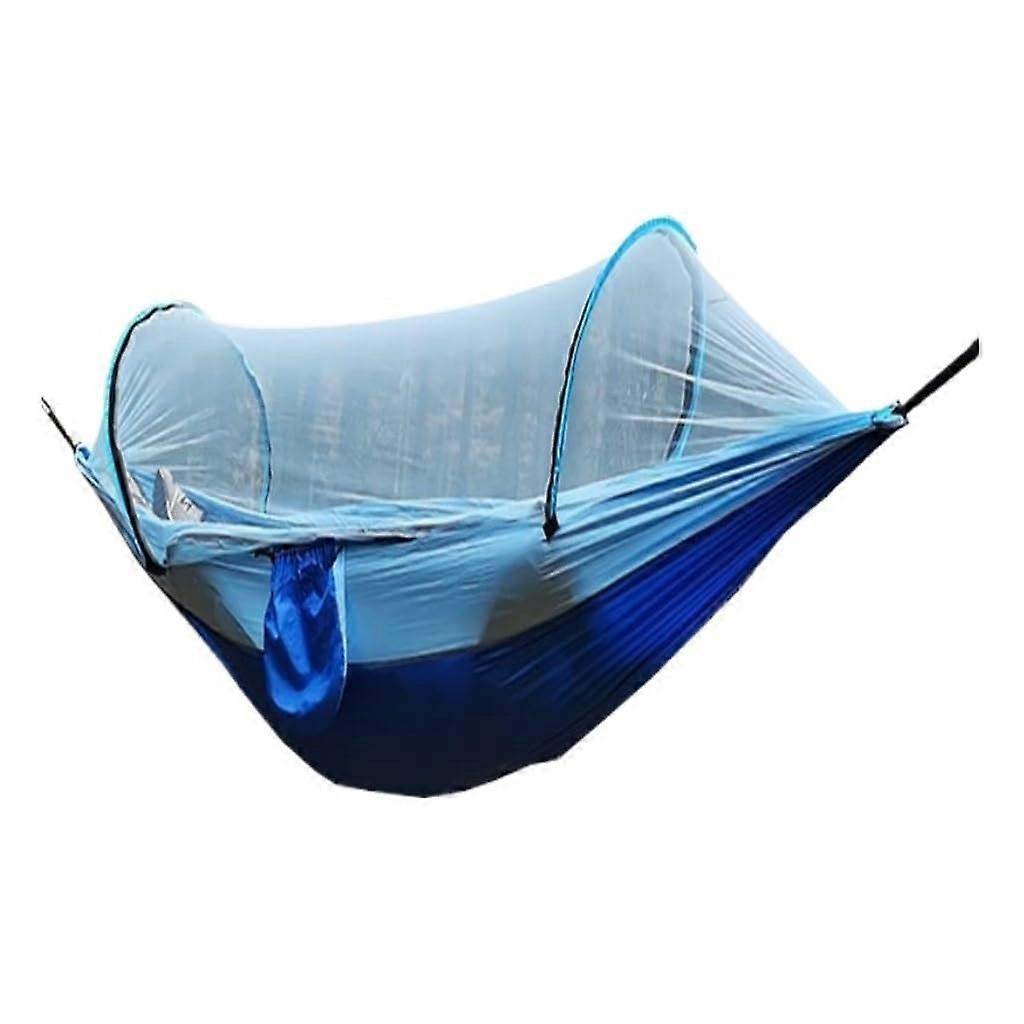 Outdoor Camping Hammock with Mosquito Net, QuickOpen Breathable AntiRollover Double Blue