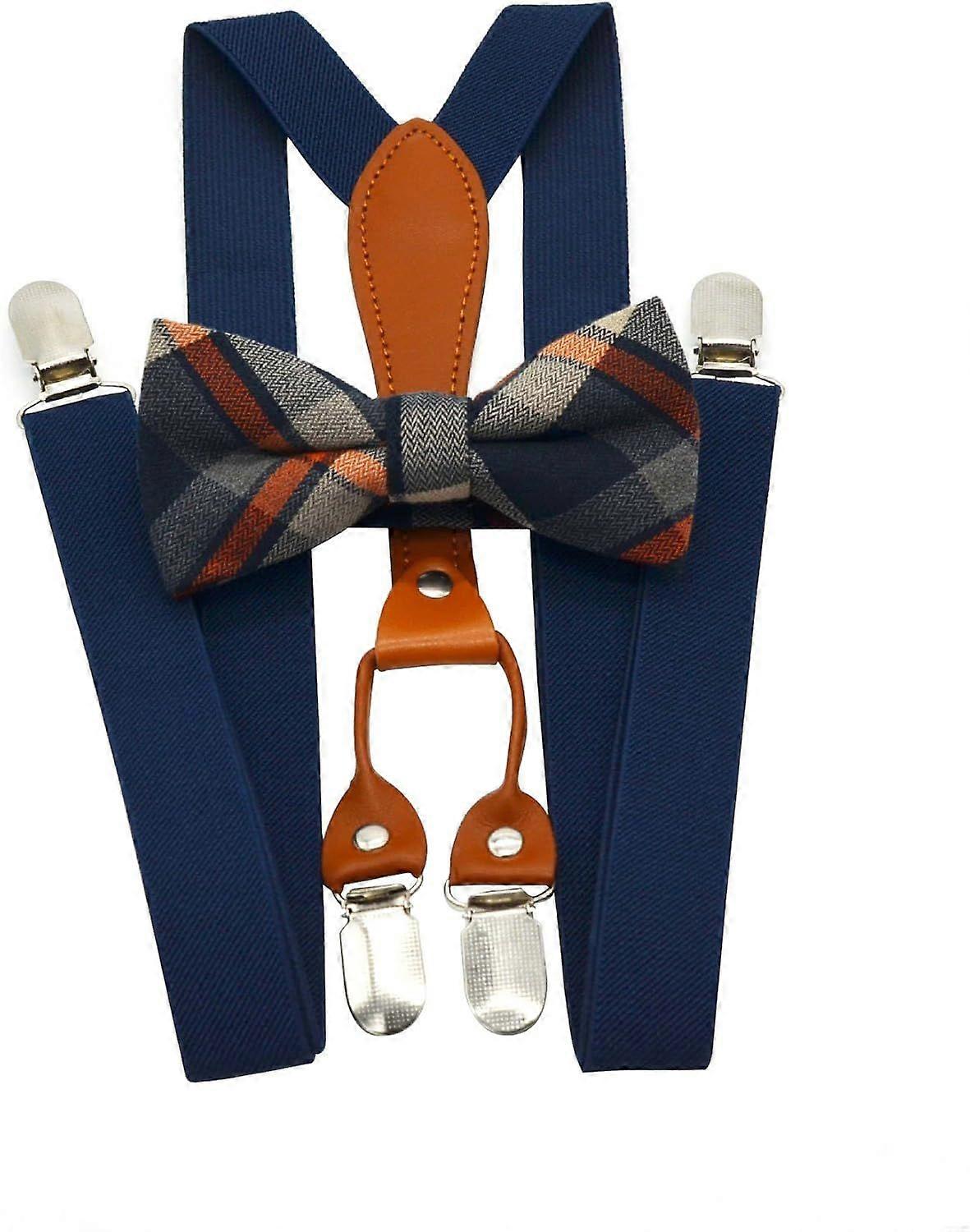 Suspenders & Bowtie Set - Elastic X Band (Navy)