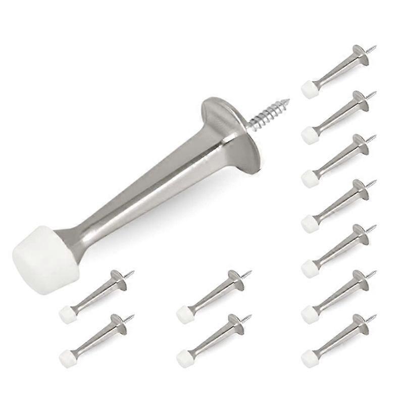 12Pcs Heavy Duty Solid Rigid Door Stops-Nickel