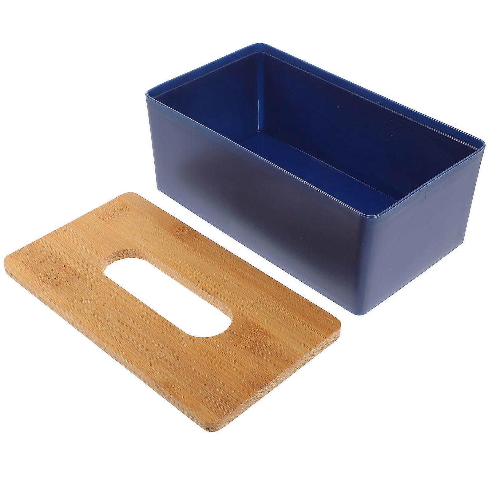 Rectangle Tissue Storage Box with Wood Lid for Storage Use