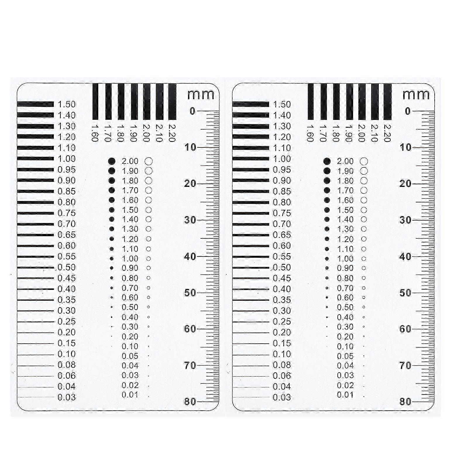 2pcs Transparent Multi Functional Plastic Crack Width Ruler for Line Thickness and Flaw Detection